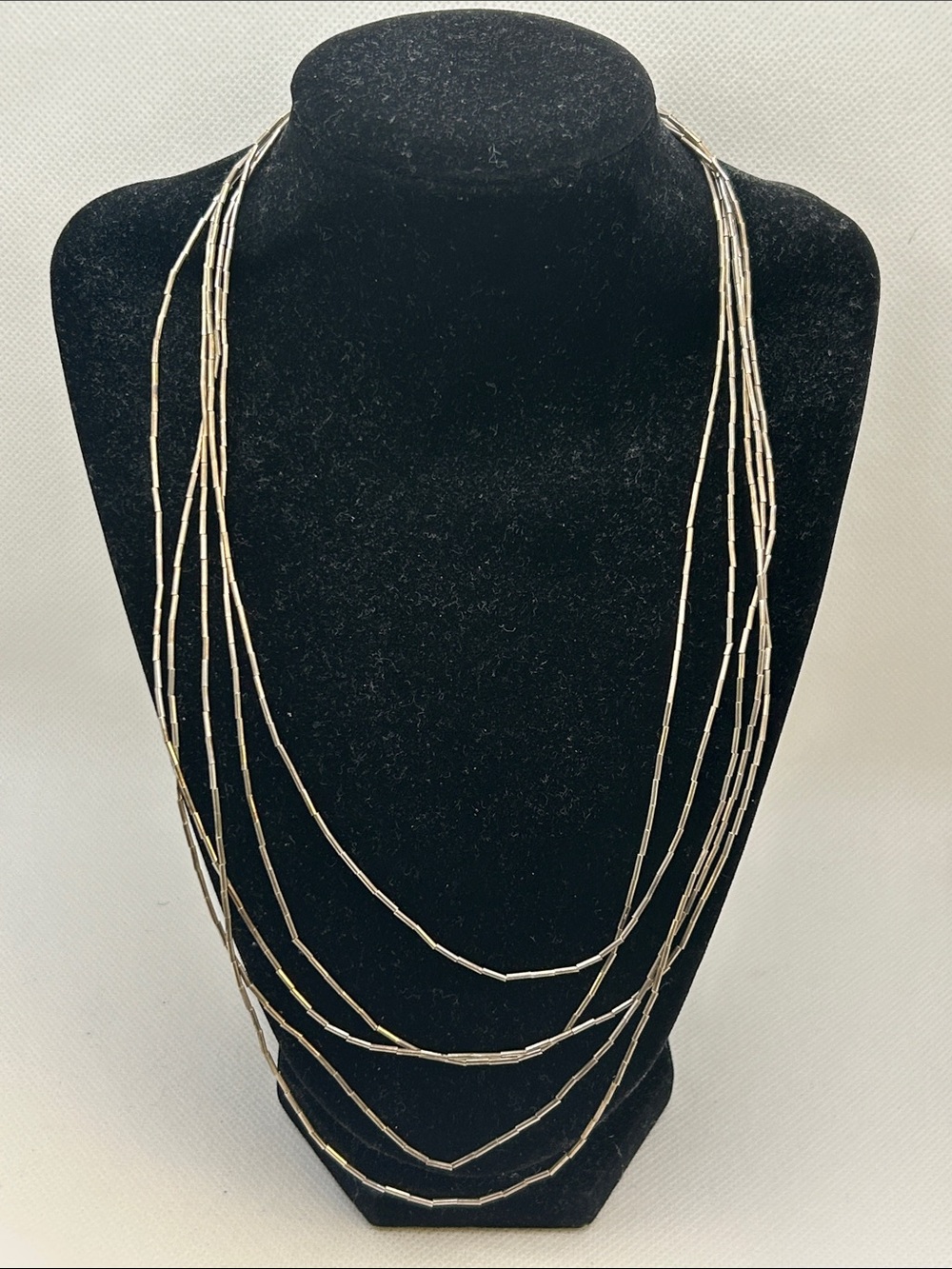 Vintage Native American Liquid Sterling Silver Multi-Strand Necklace 22.9g